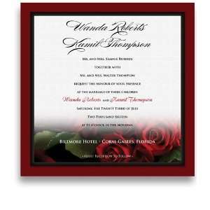  285 Square Wedding Invitations   Red Red Wine Roses in 