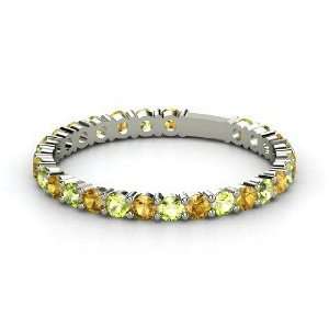 Rich & Thin Band, 14K White Gold Ring with Citrine & Peridot