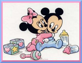 Baby Mickey and Minnie edible cake image topper  