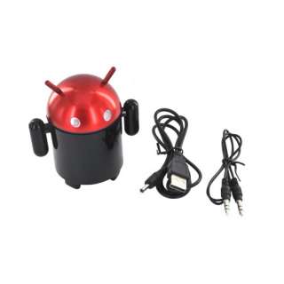 Black Red Universal Android Speaker w USB Micro SD 3.5mm Ports & FM 