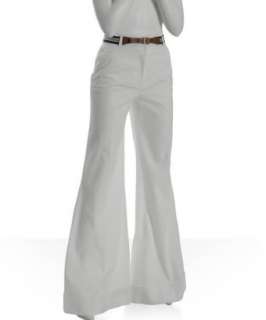 style #302775201 D&G white high waisted belted wide leg trousers