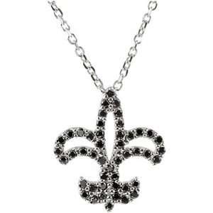   14K White Gold Black Diamond Fleur de Lis Necklace   0.25 Ct. Jewelry