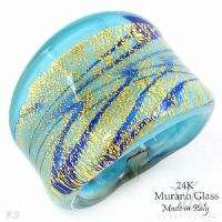 Italian MURANO GLASS 3 Tone Ring 24k Size 7  