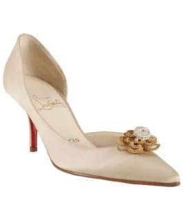 Christian Louboutin champagne satin Sixties Flower dorsay pumps 