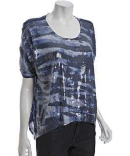 MICHAEL Michael Kors indigo abstract print jersey sequined top