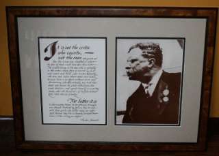 Theodore Teddy ROOSEVELT COMMENT ON COMMITMENT Framed PICTURE Photo 