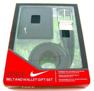 Nike Sports Black and Brown Reversible Belt & Nike Black Wallet Gift 