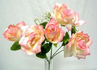 84 CREAM PINK Open roses Wedding Rose Bouquet Flowers  