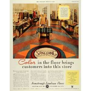  1934 Ad Armstrongs Linoleum Floor Linowall Rubber Tile 