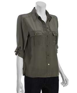Marc by Marc Jacobs dusk green silk Simone button front blouse