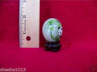 Jade Hand Painted Panda Egg  & Stand Made in China  
