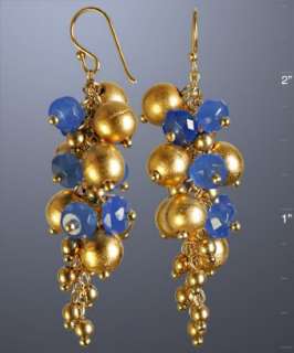 Wendy Mink blue quartz cluster beaded earrings  