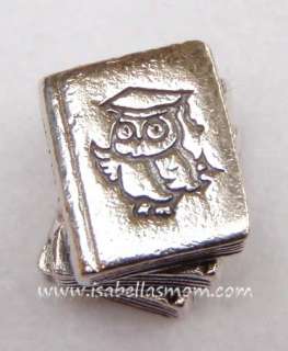 Authentic PANDORA Owl Text/Study BOOKS Silver 925 ALE Charm/Bead 