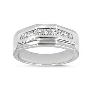  Bezel Set Five Stone Diamond Mens Ring is 18k White Gold 