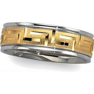   Fit Greek Key Design Wedding Band For Men and Women   Size 8 Jewelry