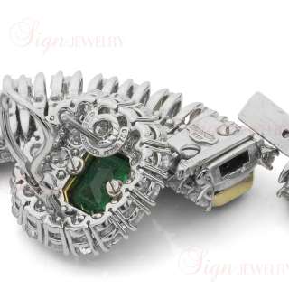   Platinum Gold Diamond Emerald Necklace & Earrings Jewelry Set  