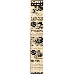  1937 Ad Parker Brothers Games Monopoly Boake Carter 