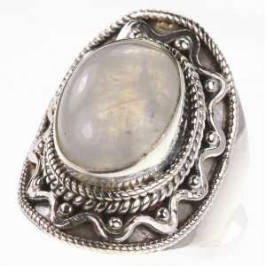    925 Sterling Silver RAINBOW MOONSTONE Ring, Size 7, 8.19g Jewelry