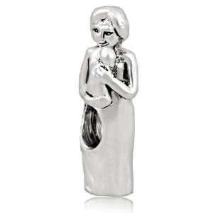  Mother Hold Baby in Her Arms Silver Plated Style European Charm 