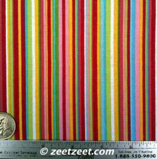 CANDY STRIPE~WHITE MULTI Colored Quilt Fabric /Yd.  