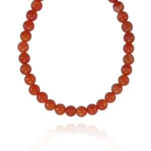  10mm Round Orange Agate Bead Necklace, 18+2Extender 