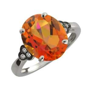   Twilight Orange Mystic Quartz and Topaz Argentium Silver Ring Jewelry
