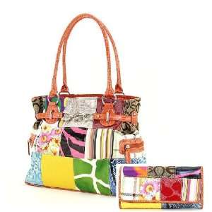 Multi Animal Floral Patchwork & Jacquard Designer Inspired Handbag 