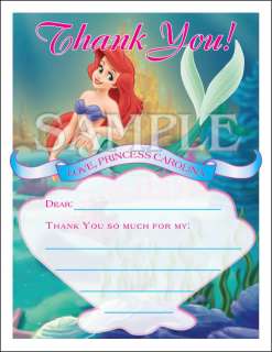 Setof 10 The Little Mermaid Ariel Thank You Cards  
