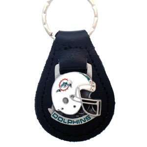  Miami Dolphins Small Fine Leather/Pewter Key Ring   NFL 