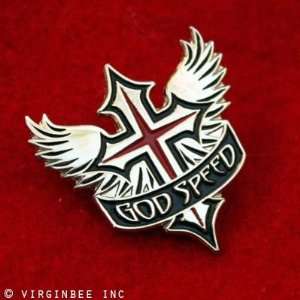   WINGS CROSS WINGED CHRISTIAN SILVERY LAPEL PIN: Everything Else