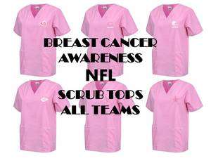   CANCER AWARENESS SCRUB TOP BREAST CANCER NFL SCRUB SHIRT AFC TEAMS