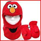 Sesame Street Elmo Face Ski Mask Hat with Mitten Gloves : Kids Fleece