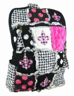    Pink / Black Patchwork Backpack Purse Fleur De Lis Clothing