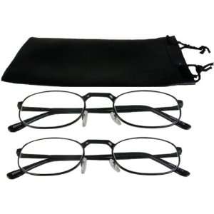  Reading Glasses Lot Of 2 Metal Frame FREE Case Black +1.25 