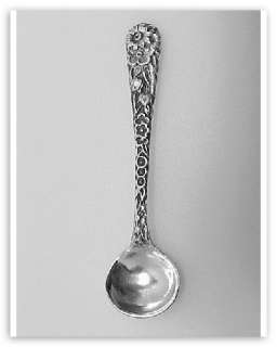 Repousse Style Sterling Silver Salt Spoon  