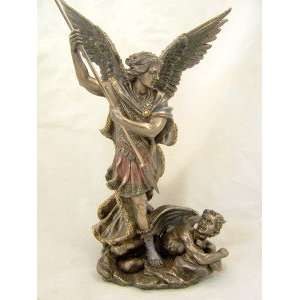   Saint St. Michael Slaying Demon Religious Statue