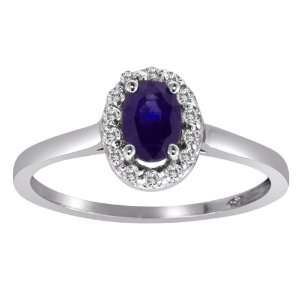 Sterling Silver Round Diamond & Oval Tanzanite Ring (1 cttw, H I, SI 