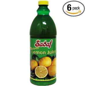 Sadaf Lemon Juice Natural, 32 Ounce (Pack of 6)  Grocery 