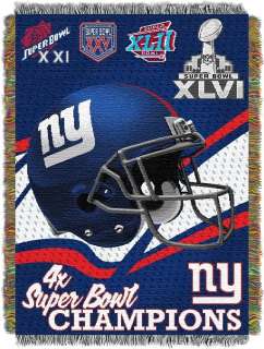 NEW YORK GIANTS **2 THROWS** 4X AND SUPER BOWL XLVI CHAMPS WOVEN THROW 