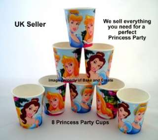 PRINCESS PARTY ITEMS CUPS, PAPER PLATES, PARTY BAGS, INVITATIONS 