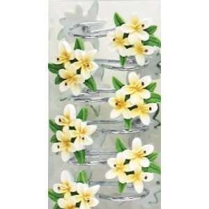   : White Daisy Flower Bathroom Shower Curtain Hook Set: Home & Kitchen