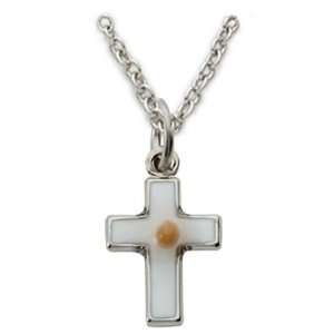 Sterling Silver Baby Cross with Mustard Seed Inside 13 chain Womens 