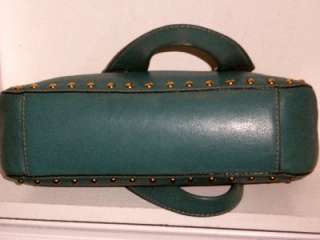   Turquoise Blue Studded Astor Satchel Shoulder Bag Tote Handbag EUC