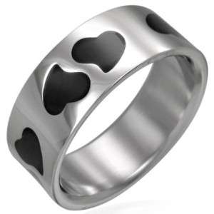 STYLISH TWO TONE STAINLESS STEEL HEART BAND RING SIZE 9  