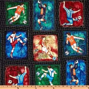  44 Wide Sew Sporty Soccer Collage Black Fabric By The 
