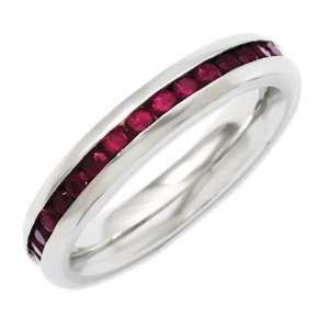    Stainless Steel 4mm January Dark Red CZ Ring Size 6 Jewelry