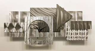 Contemporary Abstract Metal Wall Art Sculpture Silver Dynamic Notions 