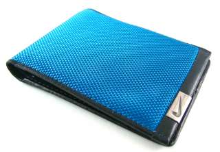   Sports Athlete Mens Blue Nylon Bifold Wallet w/Black Leather Trim