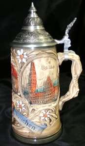Vintage THEWALT Ceramic Lidded Beer Stein w/ Handle Made In Germany 