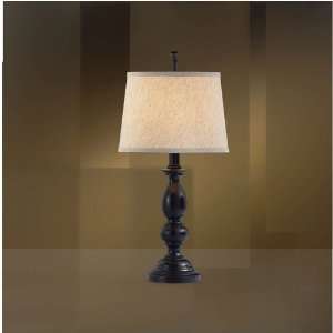   Distressed Black Accent Table Lamp with Linen Shade